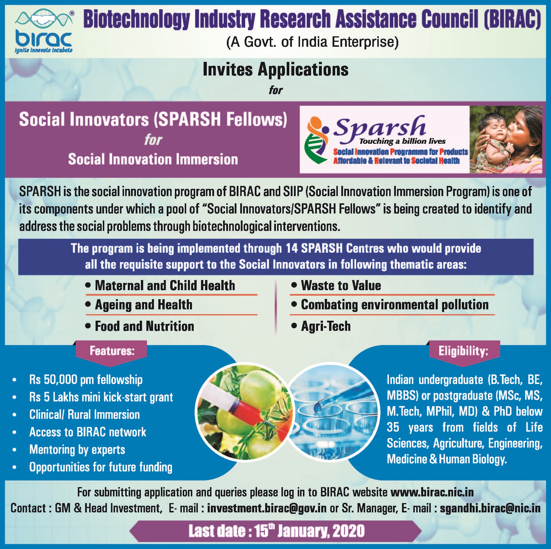 Sparch Fellowship Program by BIRAC